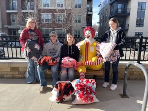 On Wednesday, March 13, Weston National Honor Society delivered fleece tie blankets to Ronald McDonald House in Madison. The materials for the blankets were purchased from the fundraising efforts of the Souper Bowl dinner held in January. The students got to tour the facilities and learn more about the organization. Seen here from left are Sofie Perkins, Logan Bingham, Vivian Spencer and Lily Kast. (Submitted photos)