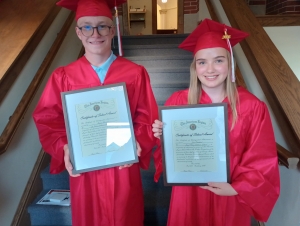 The Reedsburg American Legion gave Scholastic Honor Awards at St. Peter’s Lutheran School. The students honored were, from left, George Maxwell and Zoee Crawford.